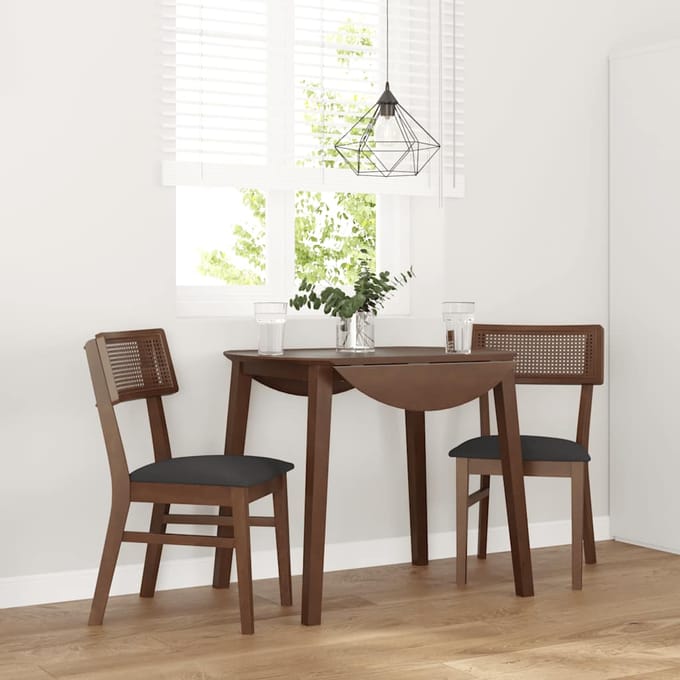 vidaXL - Eetkamerstoelen - met - kussens - 2 - st - massief - hout - rubber - bruin