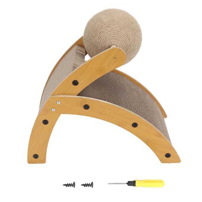 Kattenkrabber Kattenkrabmat met Draaibare Bal Verticale Gebogen Kattenkrabmat Karton voor beige