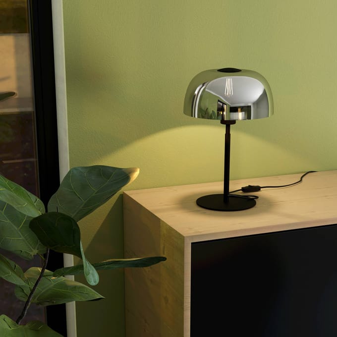 Eglo Tafellamp Solo 2 Zwart Gerookt Glas ⌀26cm E27