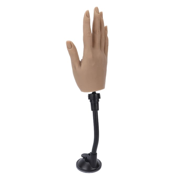 Modèle de main factice en silicone réutilisable pour la pratique du nail art avec support de fixation pour la pratique des débutants left hand