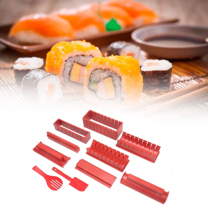 DIY Sushi Maakset Plastic Japanse Sushi Maker Rijstrol Vorm Keukenaccessoire Rood red