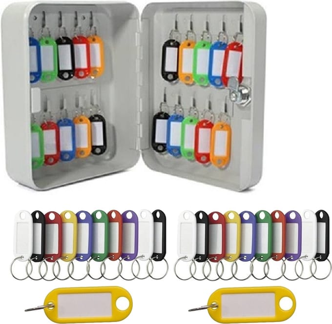 Sleutelbox/kastje met 20x stuks sleutellabels