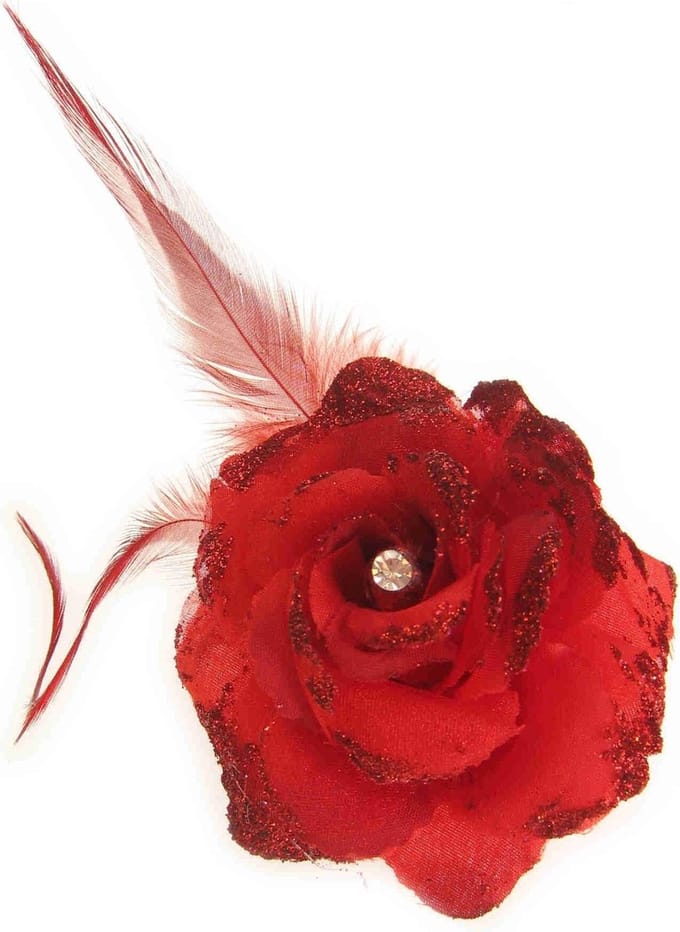Bloem met speld/clip rood