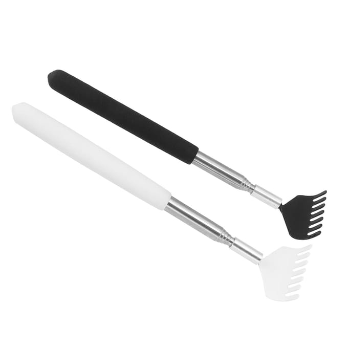 2 stuks Rugkrabber Massager Draagbaar Telescopisch Roestvrij Staal Krasgereedschap black