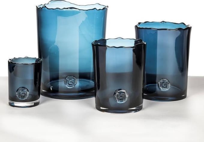 Gommaire - Waxinelichtjeshouder - glas - blauw - D21 x H25 cm
