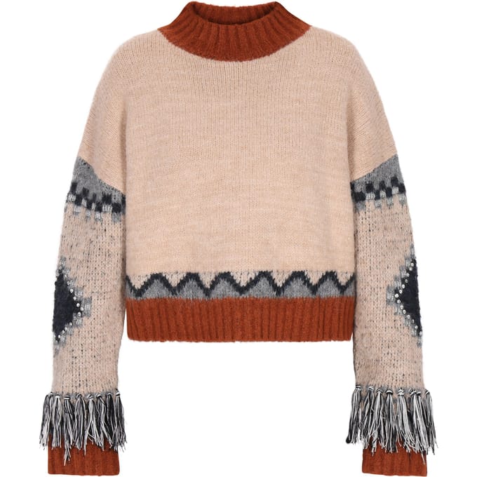 IZIA Jumper Dames Beige Veelkleurig