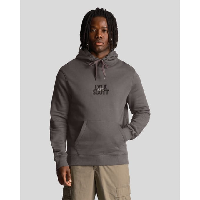 Lyle & Scott geborduurd logo gunmetal pull-over hoodie