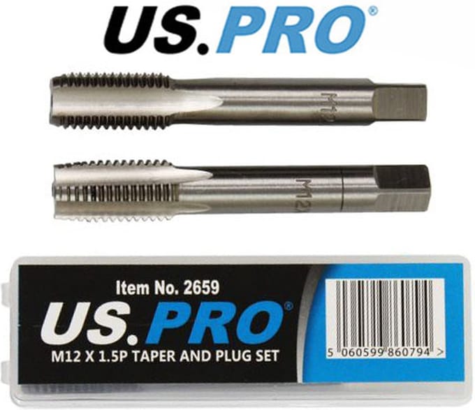 Tapset / Handtap Metrisch fijn ISO M12 x 1.50 (2 stuks)