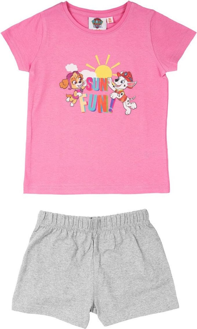 Paw Patrol Pyjama / Shortama -  Roze / Grijs - Katoen - maat 110/116