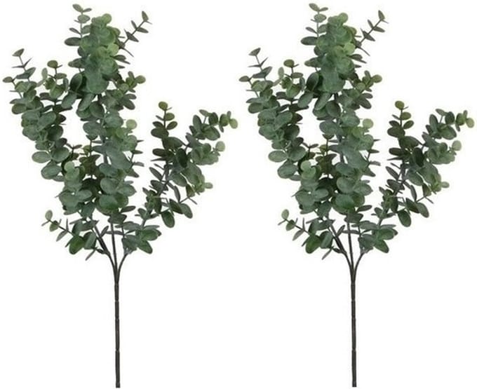 Mica Decorations Kunstbloem - 2x - Eucalyptus kunsttak - grijs/groen - 65 cm - decoratie