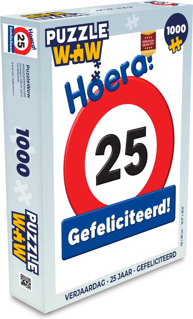 Puzzel Verjaardag - 25 Jaar - Gefeliciteerd - Legpuzzel - Puzzel 1000 stukjes volwassenen