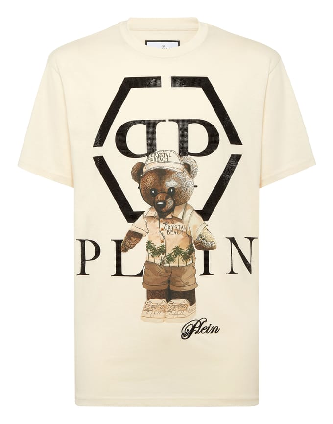 Round Neck T-Shirt Crystal Teddy Bear