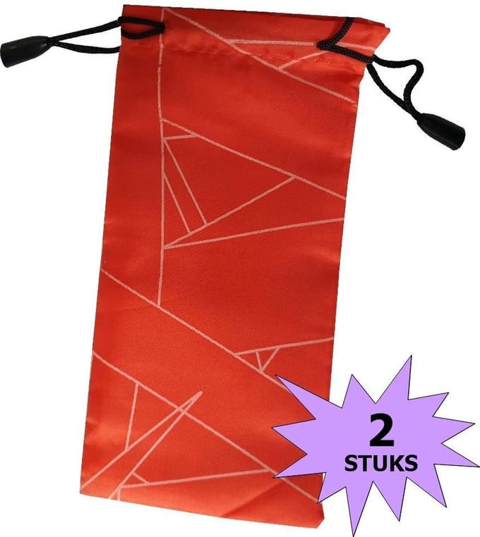 Fako Bijoux - Brillenhoes - Brick - 18x9cm - Rood - 2 Stuks