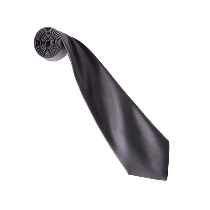 Premier Kleurencollectie Satijnen Stropdas (Donkergrijs)