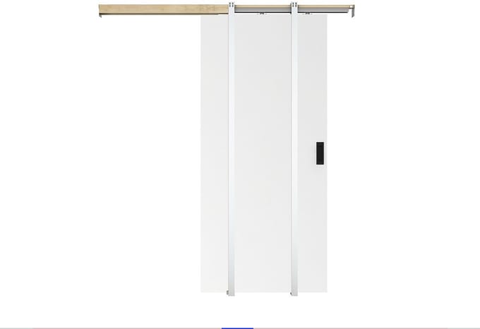 Vente-unique Schuifdeur met schuifsysteem - H205 x B63 cm - Mdf + wit pvc - VARIN II