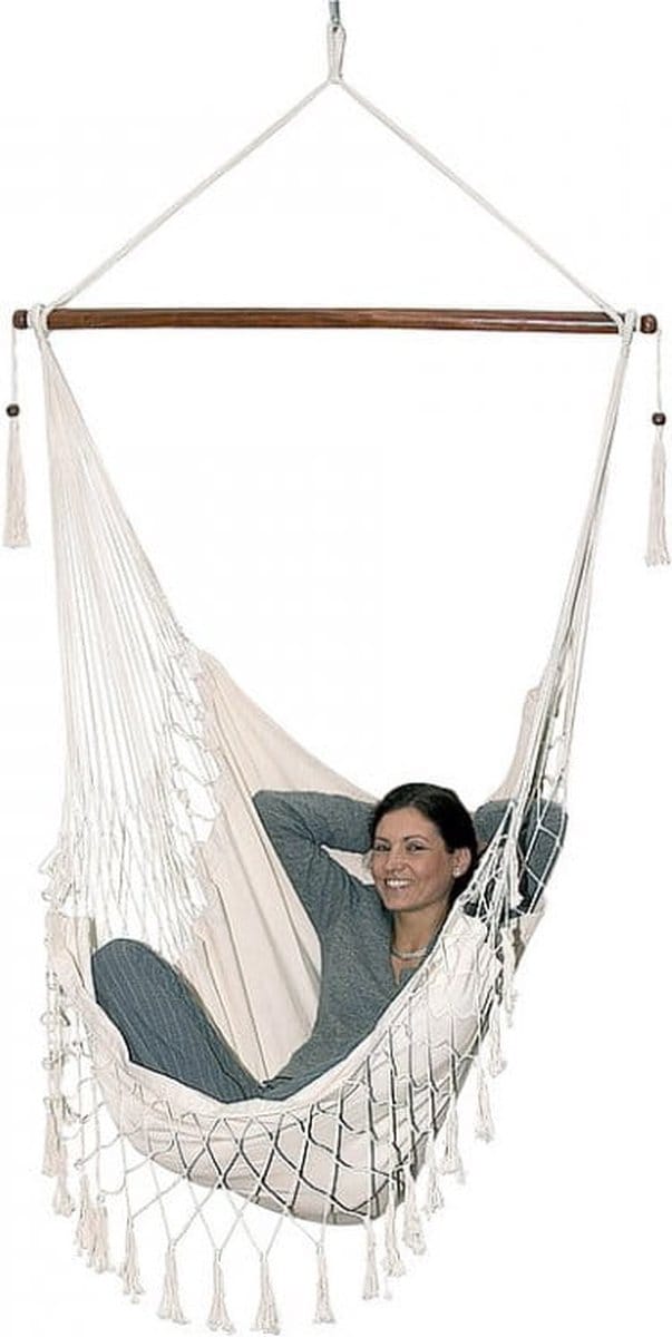 Hangmat - Noname - Braziliaanse schommelstoel - 120 kg - Katoen - Wit wit