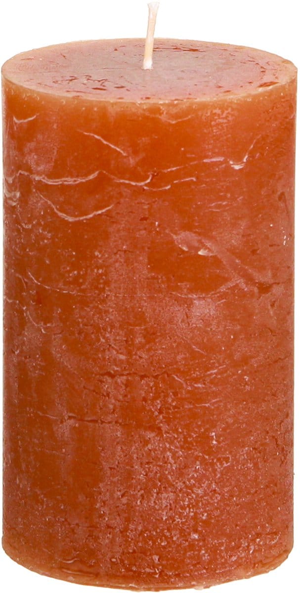 Effen pilaarkaarsen, roodbruin, 60x100mm, set van 4, decoratief, roman