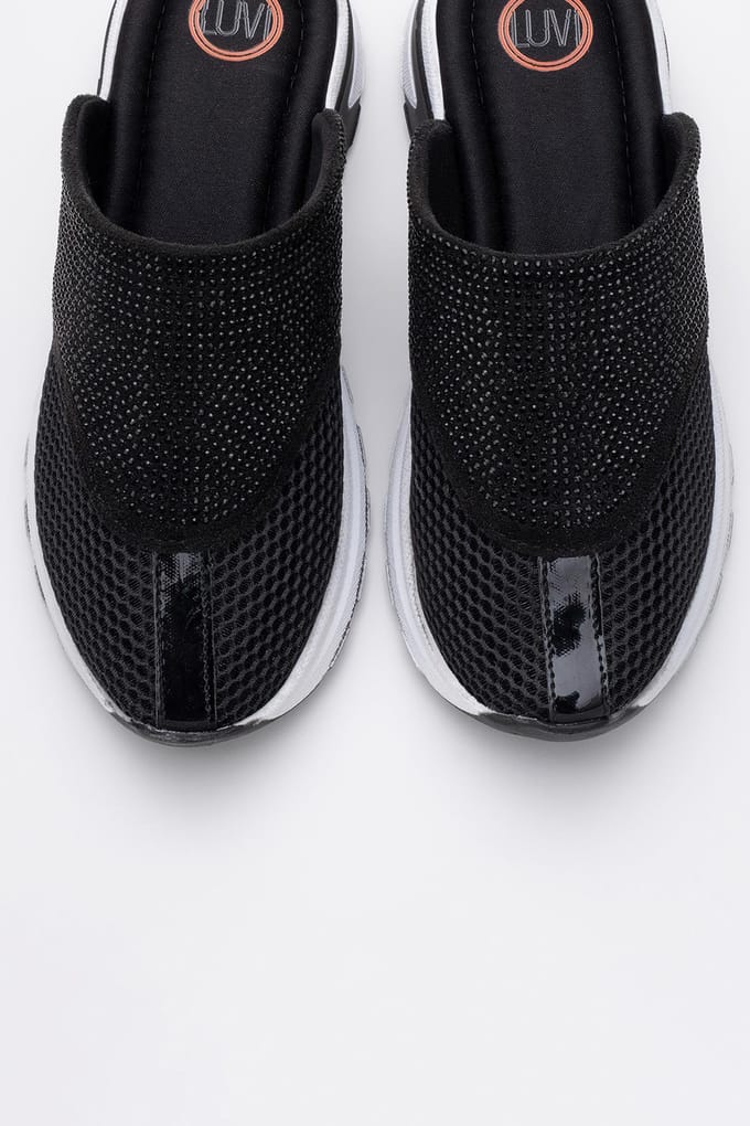 GLEA Mesh Strass Mules Dames