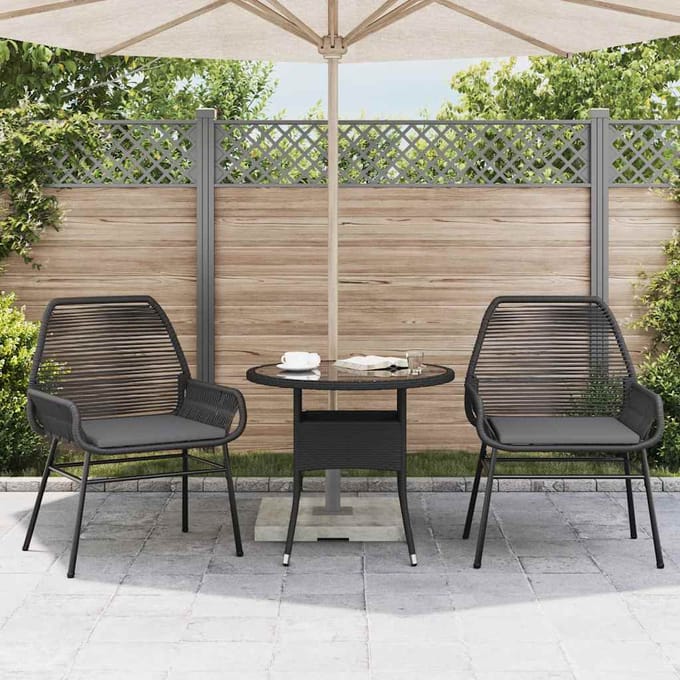 vidaXL - Tuinstoelen - 2 - st - met - kussens - poly - rattan - zwart