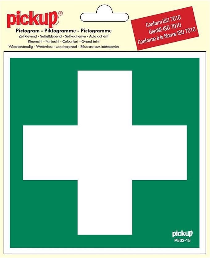 Pickup Pictogram 15x15 cm - Eerste hulp - EHBO - conform ISO 7010 - sticker