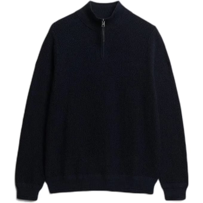Superdry - Katoenen trui met halve rits en textuur - Heren - Sweaters