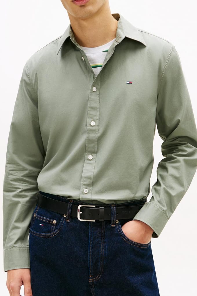 Tommy Hilfiger Regular Poplin Shirt Utility Sage Größe: XL | Casual hemden Outlet | Herren | Grün