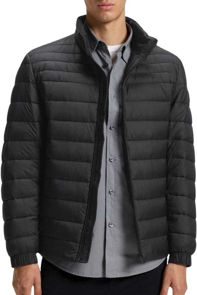 Slim fit gewatteerd jack met labelpatch, model 'ODEN2'