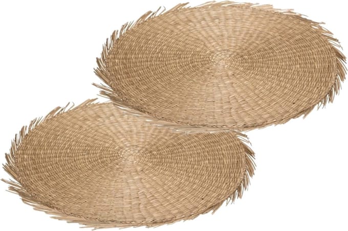 Secret de Gourmet Placemat - Set van 4x stuks - raffia naturel - rond - 38 cm - rond