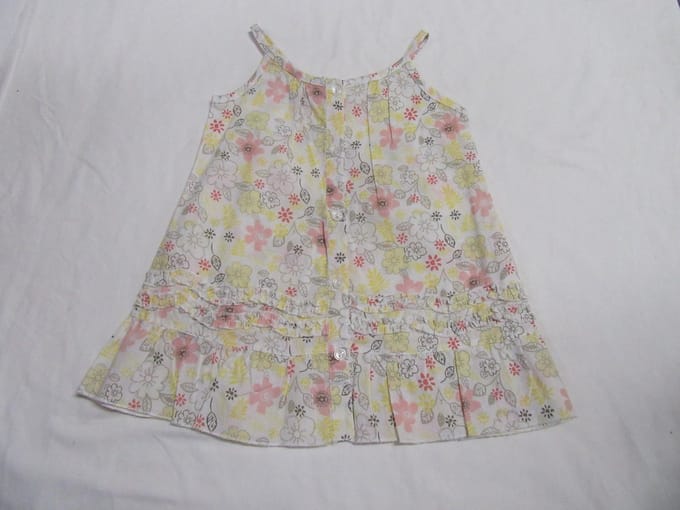 dirkje , jurk , kleedje , zomer , bloem , wit/geel/rose  ,  80 - 1 jaar