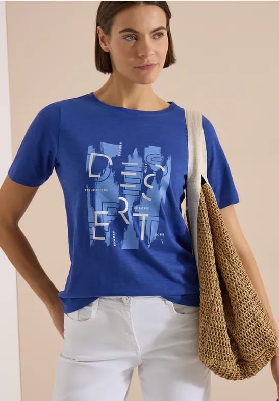 Shirt met ronde hals en opdruk aan de voorkant