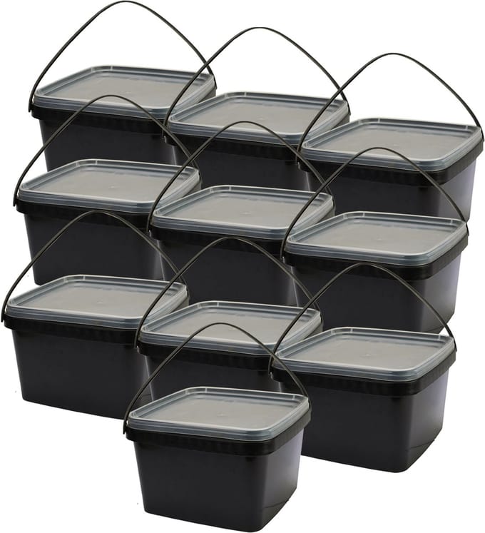 Eurocatch Emmer - Zwart met transparante deksel - Hersluitbaar - 10x - 2,5L
