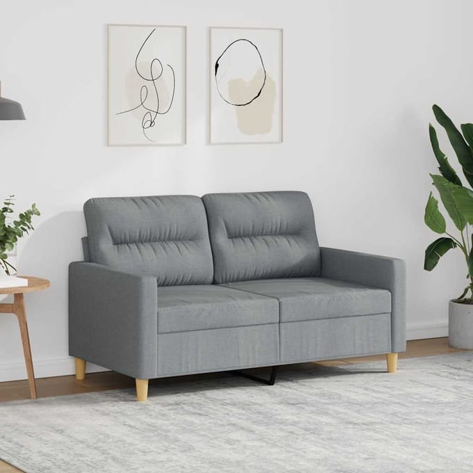 Vidaxl Bank 2-zits, Lichtgrijs, 120 Cm, Bekleed met Stof