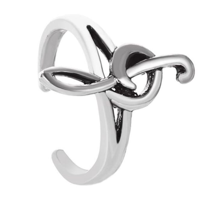 Muziek noot ear cuff | zilver gekleurd