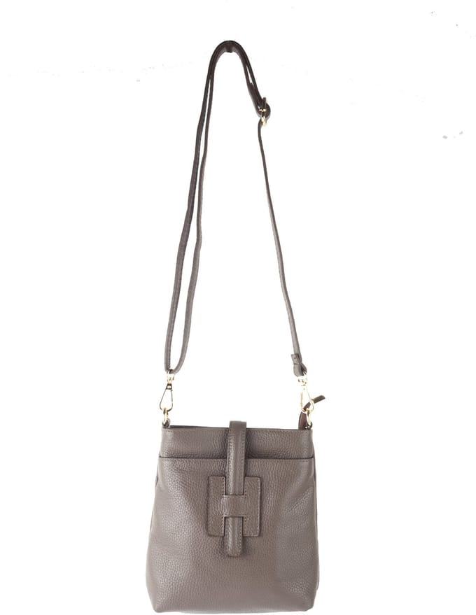 Echt lederen handtas Roselien - Made in Italy - Donker taupe