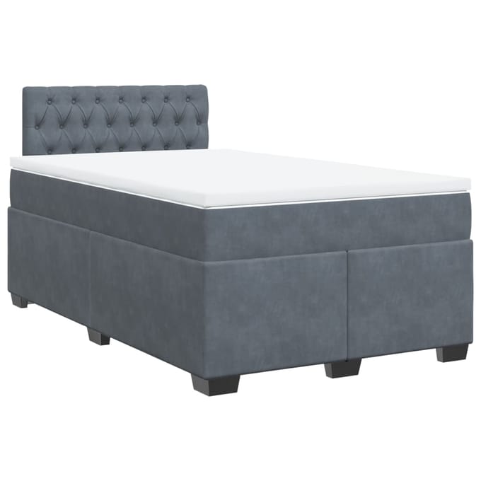vidaXL - Boxspring - met - matras - fluweel - donkergrijs - 120x200 - cm