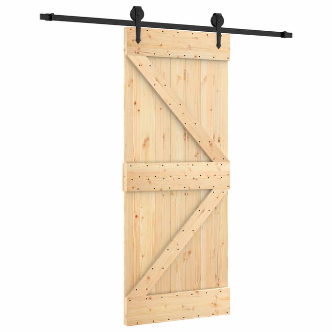 vidaXL - Schuifdeur - 85 - x - 210 - cm - Massief - Pine - Hout - (Onbehandeld)
