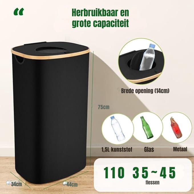 MMP® Statiegeld Container - Container - Vuilnisbak - 110 liter - 44x34x75cm - Zwart