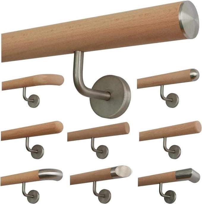 Houten Trapleuning - Leuning Beuken - Veilig Traplopen - Onbehandeld Beukenhout - 100 cm - Natuurlijk Hout