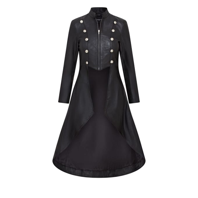 Gothic Edwardiaanse leren damesjas met volledige lengte - Atlanta