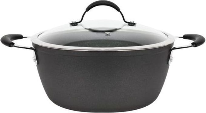 Ferveo Dura Braadpan met Deksel - 26cm - Zwart - Inductie