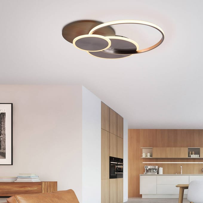 Paul Neuhaus LED plafondlamp Palma, hout, CCT, 65cm, dimbaar