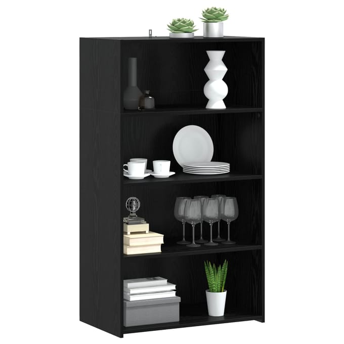 vidaXL - Highboard - Zwart - eiken - 70 - x - 41 - x - 124 - cm - Bewerkt - hout