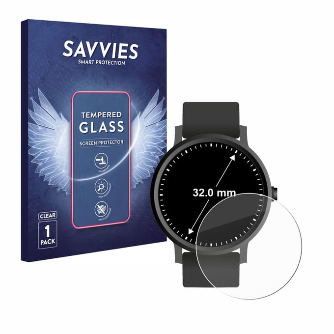 Savvies - Glas Screenprotector voor Horloges (Rond, ø: 32 mm) - Gehard Beschermglas 9H