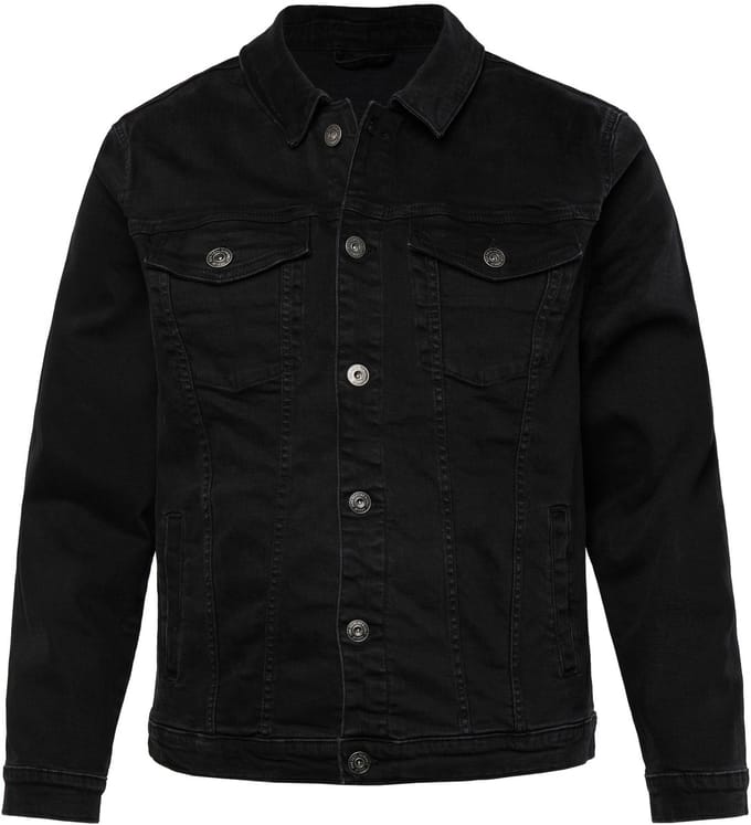 JP 1880 - Heren - Denim jas 4 zakken knoopsluiting - Zwart - Maat 8XL