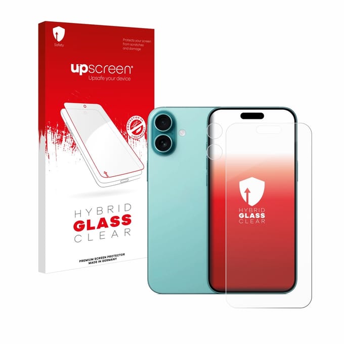 upscreen - Screenprotector voor Apple iPhone 16 Plus (Voor+Camera) - Folie Beschermfolie Beschermglas transparant