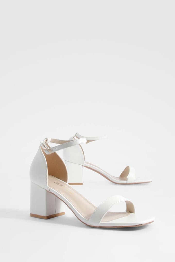 boohoo Dames Breed passende low block nagenoeg onzichtbare hakken | Wit | Maat: 41