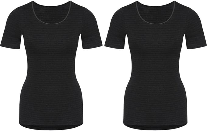 Con-ta -2 dames thermo shirts met korte mouw - zwart gestreept - maat 48