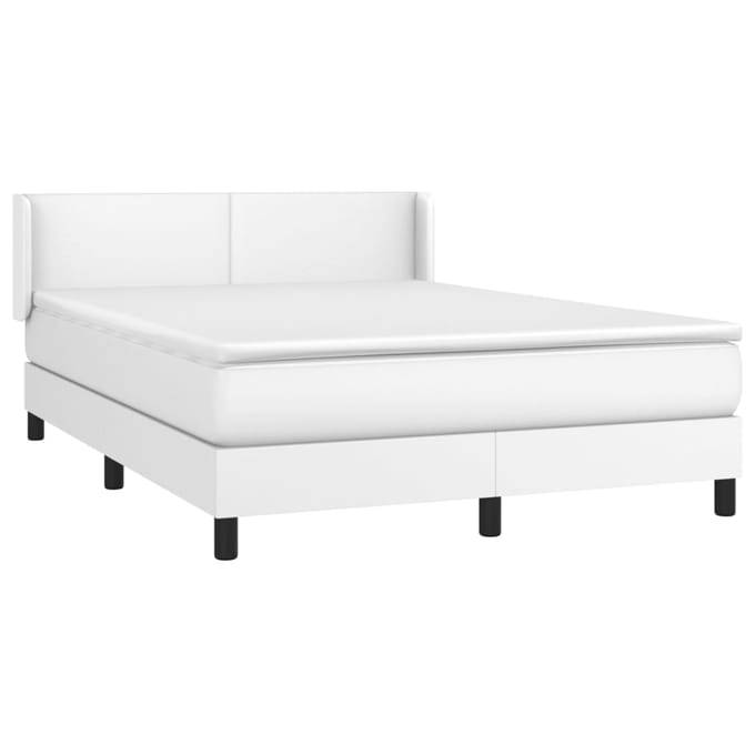 vidaXL - Boxspring - met - matras - kunstleer - wit - 140x190 - cm