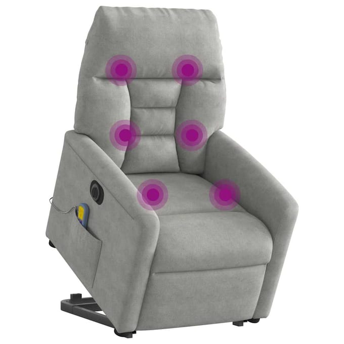 vidaXL - Sta-op-massagestoel - elektrisch - microvezelstof - lichtgrijs