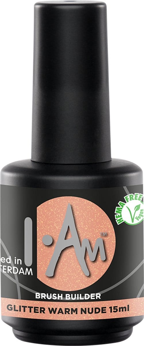 I AM Brush Builder Gel – Glitter Warm Nude – Builder in a Bottle – HEMA Free